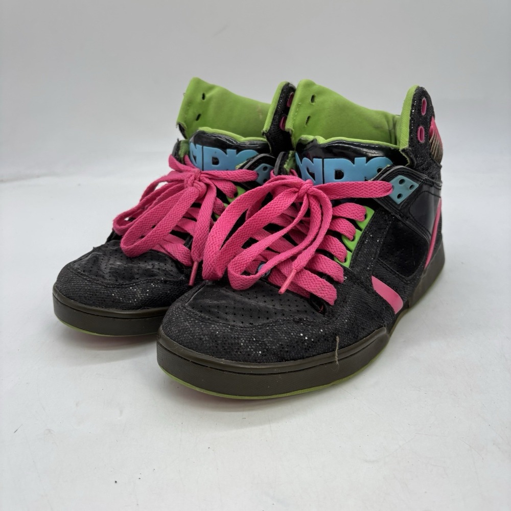 Vintage Osiris NYC Shoes Womens 9 83 SV Green Pink Black Y2K High Tops Sneaker